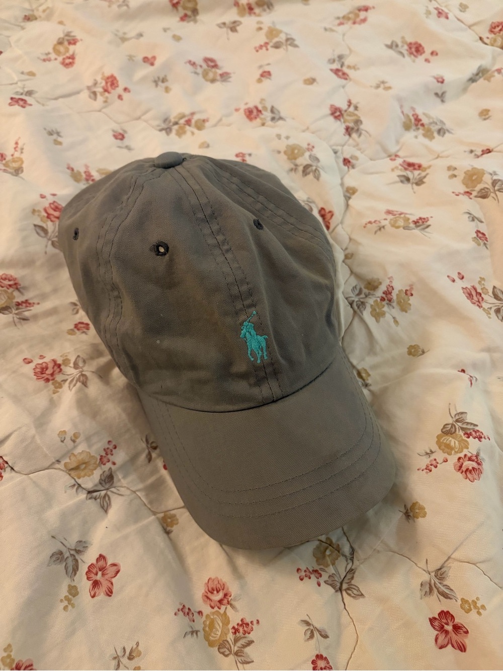 Polo by Ralph Lauren Classic Baseball Cap - Gray/Green w/ Embroidered Teal Logo